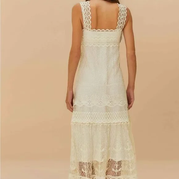 Farm Rio Off-White Nautical Guipure Maxi Dress Size Medium New with tags